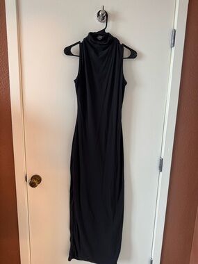 SKIMS Black Sleeveless Mock Neck Maxi Dress
